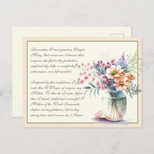 Perzikkatholieke gebeden van Memorare tot Maagd Ma Briefkaart