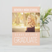 Perzikklasse van 2019 Afstuderen Fotoaankondiging Kaart (Staand voorkant)