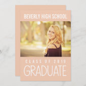 Perzikklasse van 2019 Afstuderen Fotoaankondiging Kaart (Voorkant / Achterkant)