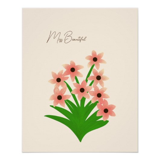 Perzikkleur bloemen perfect poster (Voorkant)