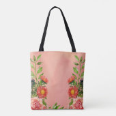Perzikkleur Bloemen Waterverf Tote Bag (Achterkant)