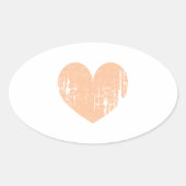  perzikkleur bruiloft hart ovale sticker (Voorkant)