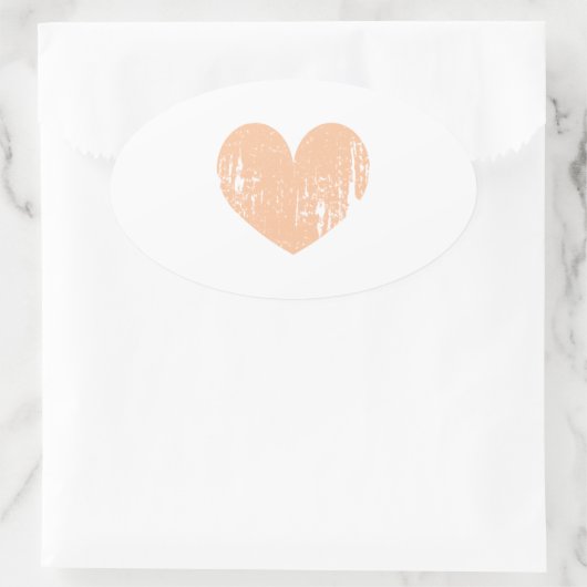  perzikkleur bruiloft hart ovale sticker (Tas)