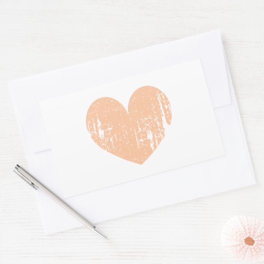  perzikkleur bruiloft hart rechthoekige sticker (Envelop)