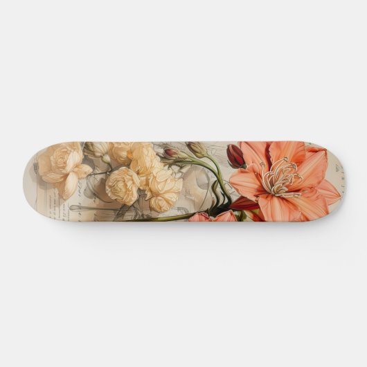 Perzikkleur Daffodil geïnspireerd skateboard (Horizontaal)