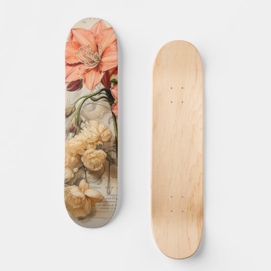 Perzikkleur Daffodil  geïnspireerd skateboard (Voorkant)