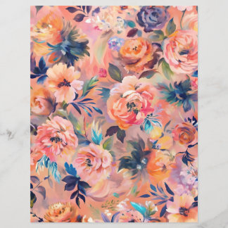 Perzikkleur pastel bloemenplakboek papier