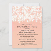 Perzikkleur String Lights Engagement Party Kaart (Voorkant)