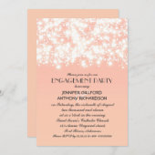 Perzikkleur String Lights Engagement Party Kaart (Voorkant / Achterkant)