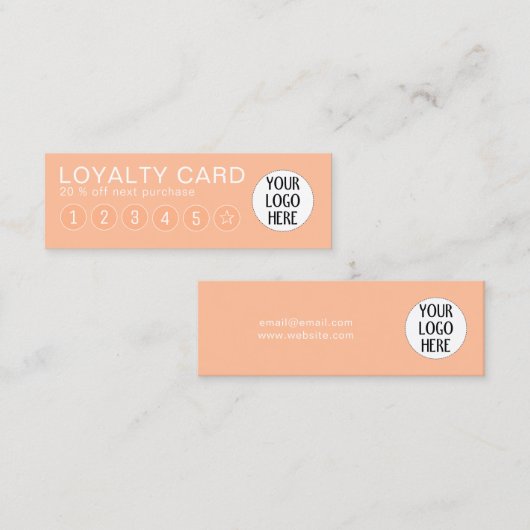 Perzikkleur van 2024 met aangepaste bedrijf logo klantenkaartje (Voorkant / Achterkant)