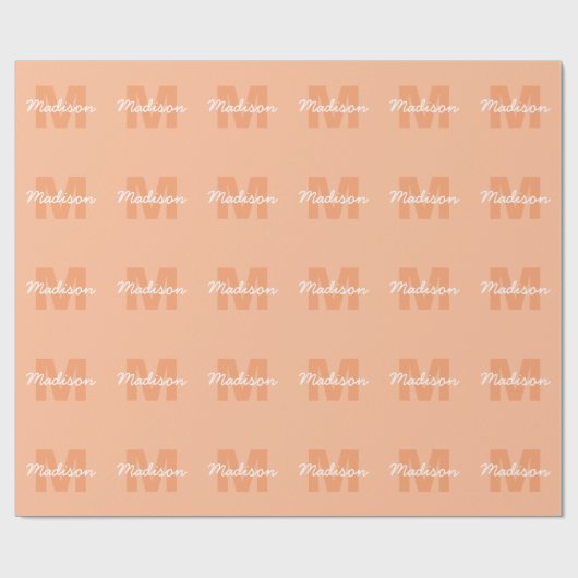 Perzikkleur van 2024 met de naam van het douanemon cadeaupapier (Vlak)