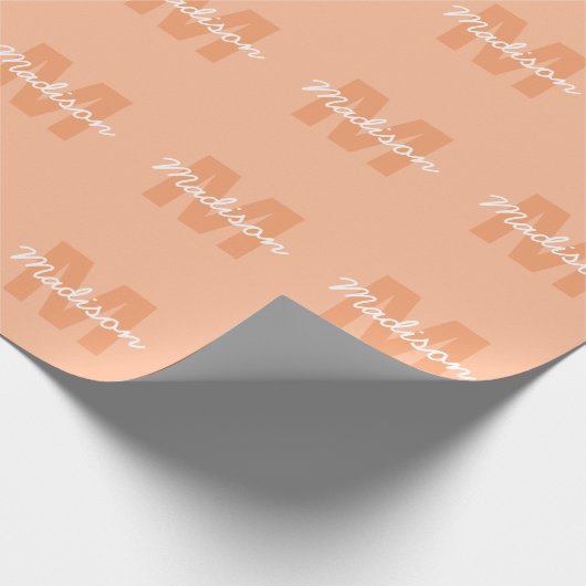 Perzikkleur van 2024 met de naam van het douanemon cadeaupapier (Hoek)