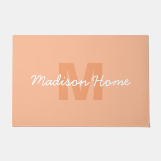 Perzikkleur van 2024 met de naam van het douanemon deurmat (Voorkant)