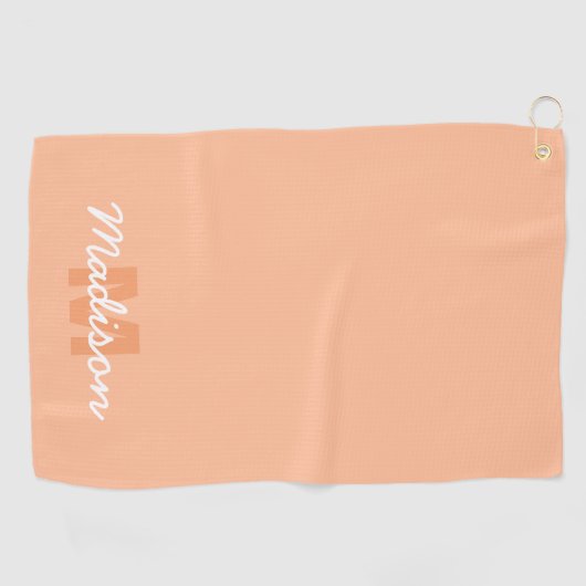 Perzikkleur van 2024 met de naam van het douanemon golfhanddoek (Horizontaal)
