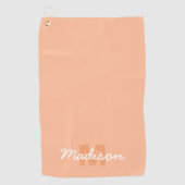 Perzikkleur van 2024 met de naam van het douanemon golfhanddoek (Voorkant)