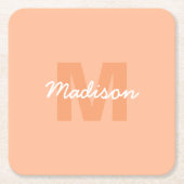 Perzikkleur van 2024 met de naam van het douanemon kartonnen onderzetters (Voorkant)