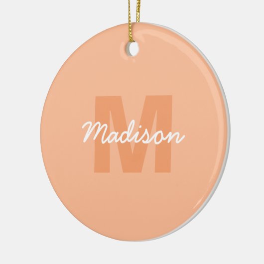 Perzikkleur van 2024 met de naam van het douanemon keramisch ornament (Links)