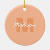 Perzikkleur van 2024 met de naam van het douanemon keramisch ornament (Achterkant)