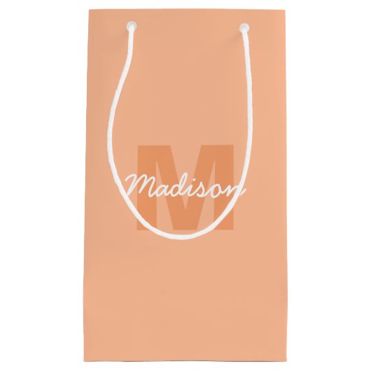 Perzikkleur van 2024 met de naam van het douanemon klein cadeauzakje (Voorkant)