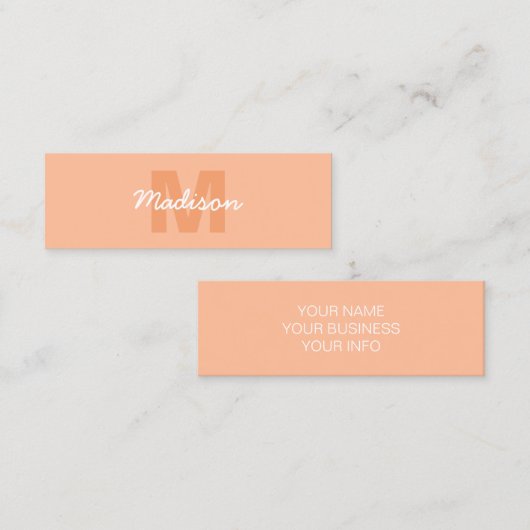 Perzikkleur van 2024 met de naam van het douanemon mini visitekaartje (Voorkant / Achterkant)