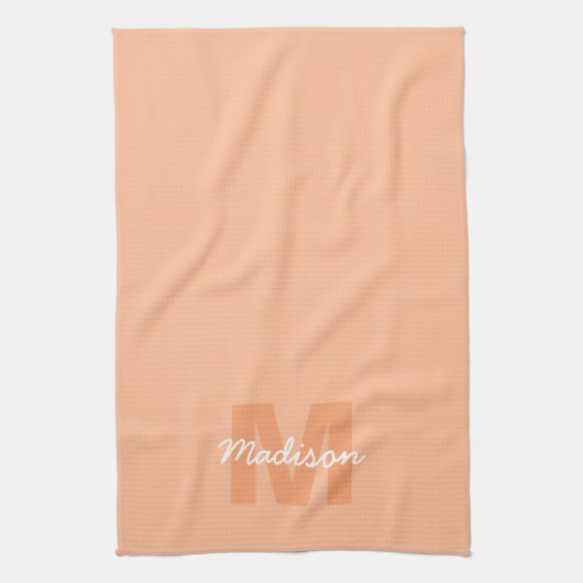 Perzikkleur van 2024 met de naam van het douanemon theedoek (Verticaal)