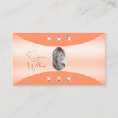 Perzikkleuren met sprankelende diamanten en foto visitekaartje (Voorkant)