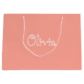 Perzikkleurig Baby shower Gift Bag Groot Cadeauzakje (Voorkant)