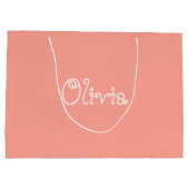 Perzikkleurig Baby shower Gift Bag Groot Cadeauzakje (Achterkant)