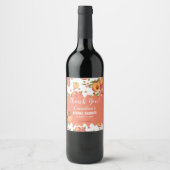 Perzikkleurig bloemfruit wijn etiket (Voorkant)