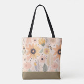 Perzikkleurig bloemmonogram tote bag (Achterkant)