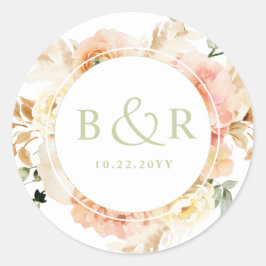Perzikkleurig, Blush met groene weddenschappen / F Ronde Sticker