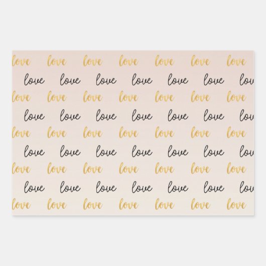 Perzikkleurig Blush Ombre Gold Glitzy Heart Inpakpapier Vel (Voorkant 2)