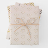 Perzikkleurig Blush Ombre Gold Glitzy Heart Inpakpapier Vel (In situ)