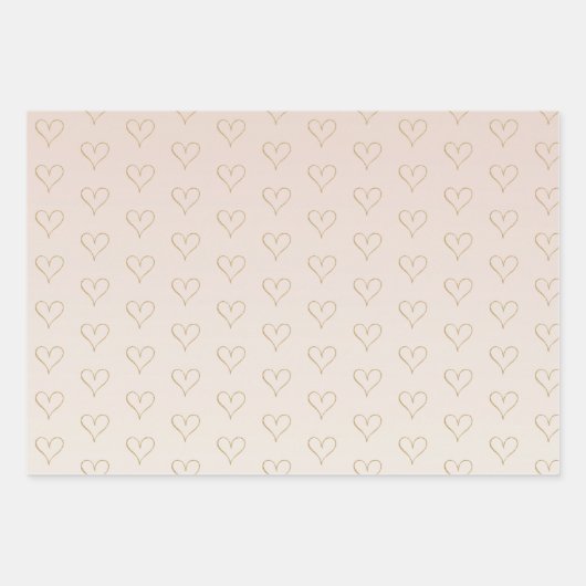 Perzikkleurig Blush Ombre Gold Glitzy Heart Inpakpapier Vel (Voorkant)