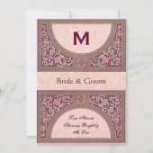 Perzikkleurig deco-weddenschap metallisch papier V Kaart (Achterkant)