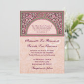 Perzikkleurig deco-weddenschap metallisch papier V Kaart (Staand voorkant)