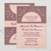 Perzikkleurig deco-weddenschap metallisch papier V Kaart (Voorkant / Achterkant)