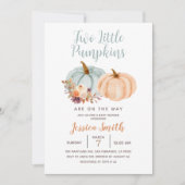 Perzikkleurig en blauw Baby shower met twee kleine Kaart (Voorkant)