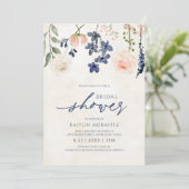 Perzikkleurig en blauw Vrijgezellenfeest Botanisch Kaart (Staand voorkant)