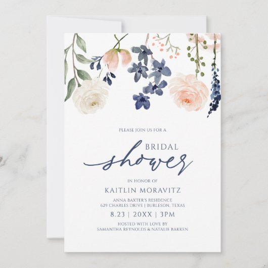 Perzikkleurig en blauw Vrijgezellenfeest Kaart (Voorkant)