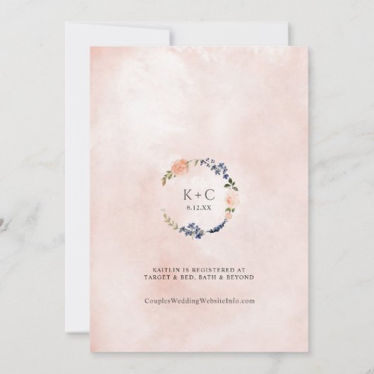 Perzikkleurig en blauw Vrijgezellenfeest Kaart (Achterkant)