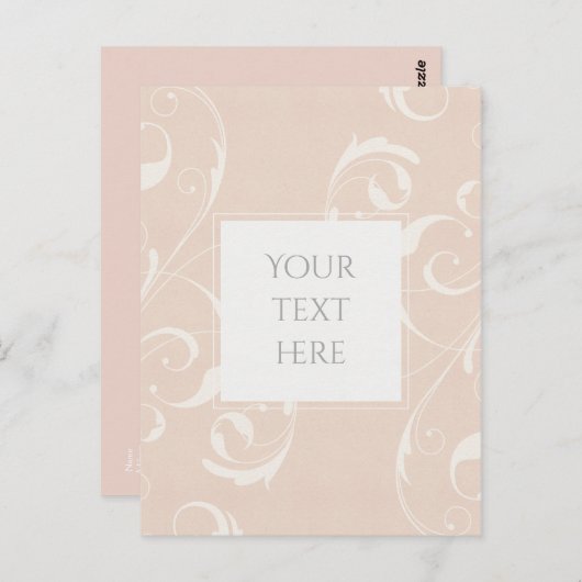 Perzikkleurig en crèmekleurig, wit, zwevend, legan briefkaart (Voorkant / Achterkant)