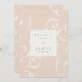 Perzikkleurig en crèmekleurig, wit, zwevend, legan kaart (Voorkant / Achterkant)