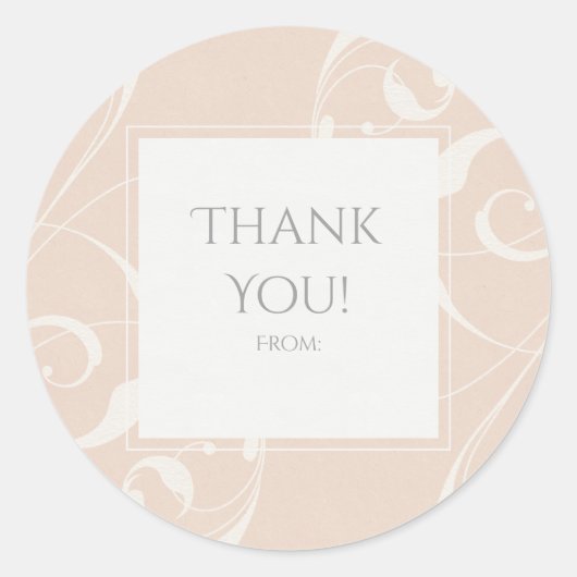 Perzikkleurig en crèmekleurig, wit, zwevend, legan ronde sticker (Voorkant)