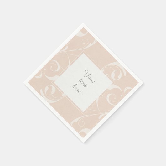 Perzikkleurig en crèmekleurig, wit, zwevend, legan servet (Hoek)