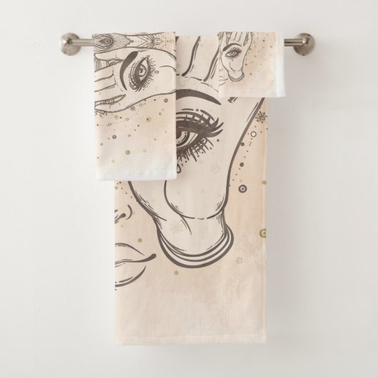 Perzikkleurig en goudboho Lotus Flower Beauty Bad Handdoek (Insitu)