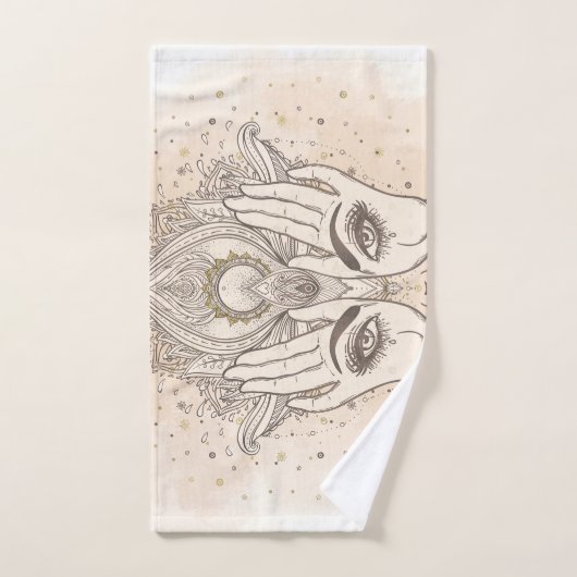 Perzikkleurig en goudboho Lotus Flower Beauty Bad Handdoek (Handdoek)