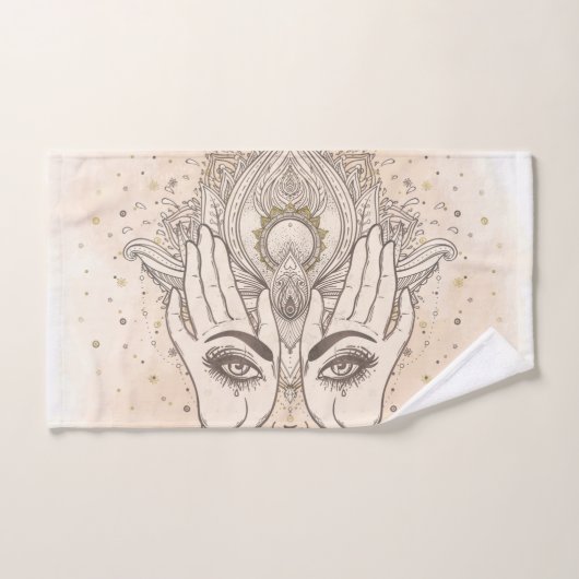 Perzikkleurig en goudboho Lotus Flower Beauty Bad Handdoek (Handdoek)