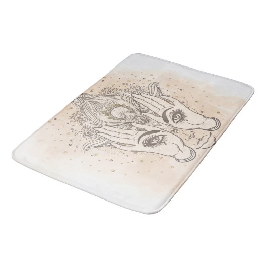 Perzikkleurig en goudboho Lotus Flower Beauty Badmat (Gekanteld)