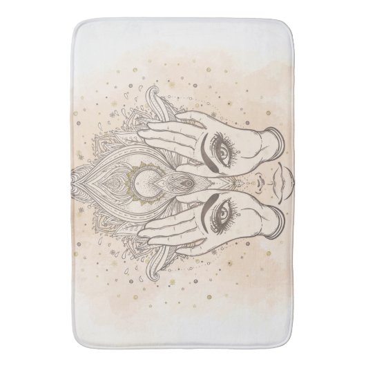 Perzikkleurig en goudboho Lotus Flower Beauty Badmat (Voorkant Verticaal)